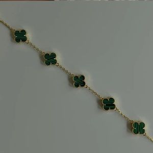 Gold-Plated Green Clover Link Bracelet - Elegant Women's Jewelry